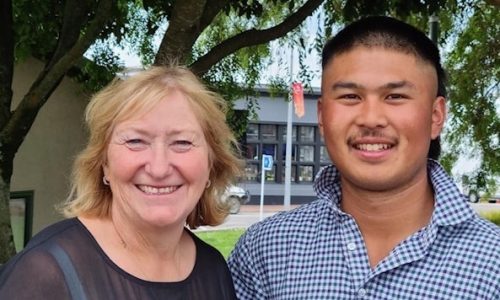 Andrea Barry (left) with BEL Groups’s inaugural study grant winner, Von Mendoza