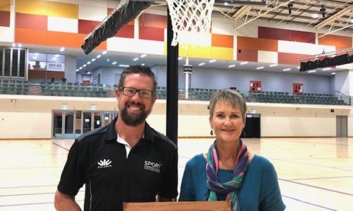 Sport Hawke's Bay's Ryan Hambleton and Hawke's Bay Foundation donor Rachael Knight with the Emerging Young Sportsperson Award