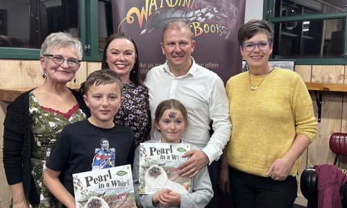 Writer Catherine Robertson and Illustrator Fifi Colston with the Bowkett family