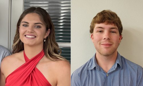 Georgia Denton (2018 scholarship winner) and Jacob Driver (2020 scholarship winner)