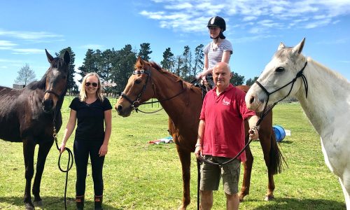 (From left to right), Birchleigh Polo Programme Manager Izzy Kelsey, return graduate 17yo Hastings Girls High School student Pamela Haycock and Club Manager Richard Kettle. 